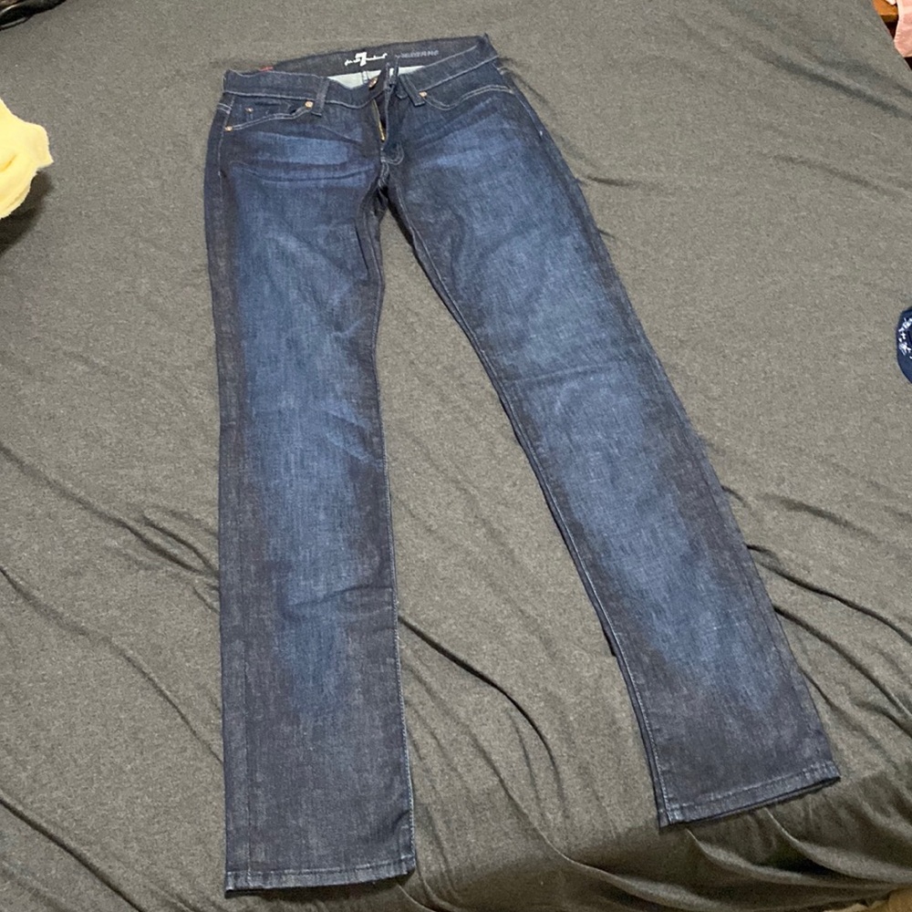 7 For All Man Kind Dark Wash Straight Jeans